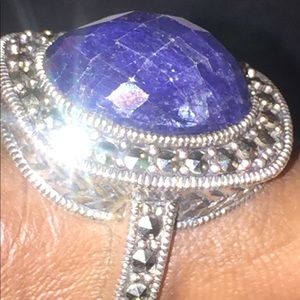 Sterling silver ring with blue stone